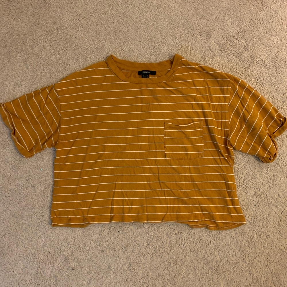 Forever 21 Striped and Cuffed Crop Top